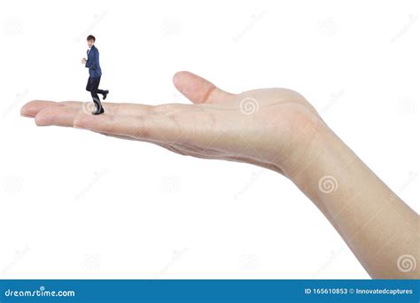 Tiny Man Trapped and Being Held by Giant Female Hands Stock Image ...