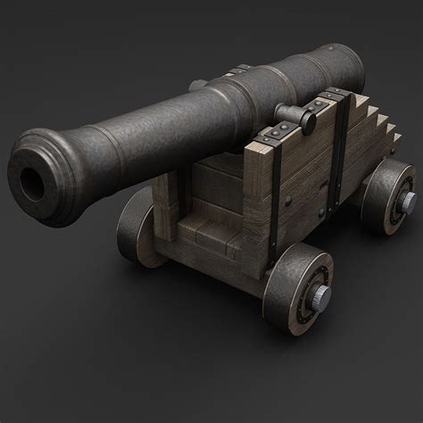 3d old ship cannon