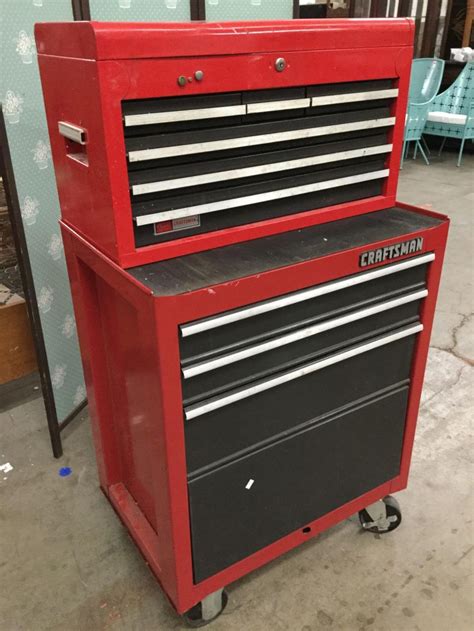 Sold Price: 2 pc Craftsman tool box storage chest on wheels - upper stuffed w/ hand tools and ...