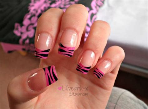 Hot pink zebra french tips. Zebra Nail Designs, Nail Designs Spring, Cute Nail Designs, Pink ...