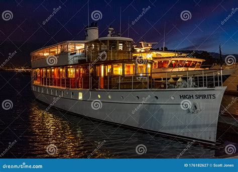 Party Boat at Night editorial photography. Image of docked - 176182627