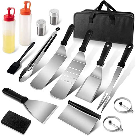 AJKPL Griddle Accessories Kit, 16 Pieces Flat Top Grill Accessories with Metal Griddle Spatulas ...