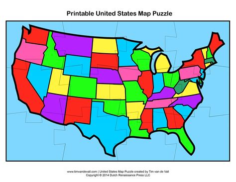 United States Map Puzzle – Tim's Printables