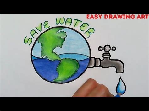how to draw save water poster drawing || save water save earth drawing for kids - YouTube