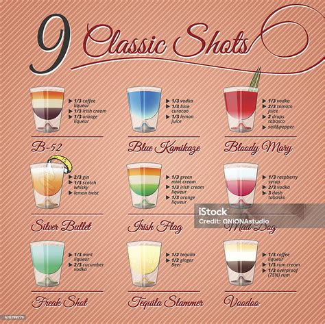 Classic Alcohol Shots Set Stock Illustration - Download Image Now - Drinking, Drink, Bartender ...