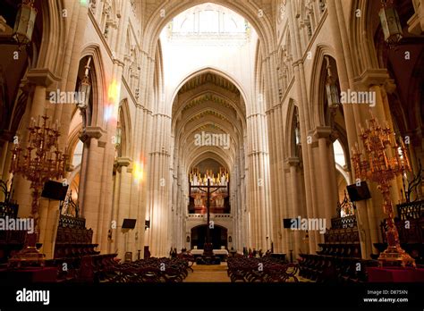 Interior of the catholic Almudena Cathedral Santa Maria la Real de La ...