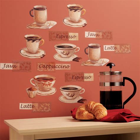 Wallies Wall Decals, Fresh Brew Coffee Cup Wall Stickers, Set of 16 Wall Decor Stickers, Decal ...