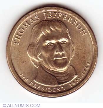 1 Dollar 2007 P - Thomas Jefferson, Dollar, Presidential Series (2007-present) - United States ...