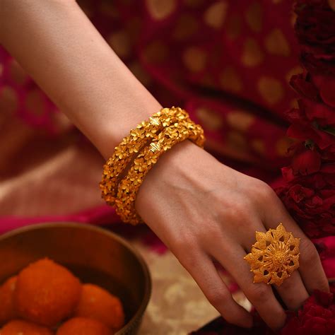 Chittarupa Expensive Blossom Gold Bangles - By RK Jewellers