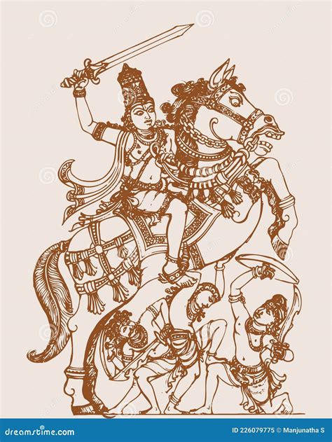 Sketch of Lord Vishnu Kaliyug Kalki Avatar Outline Editable ...