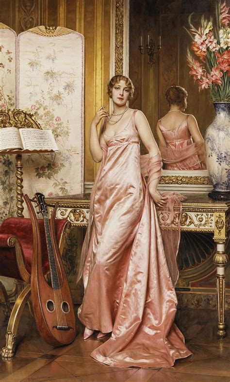 Elegant Painting - An Elegant Lady In An Interior by Joseph Frederic Charles Soulacroix | Dress ...