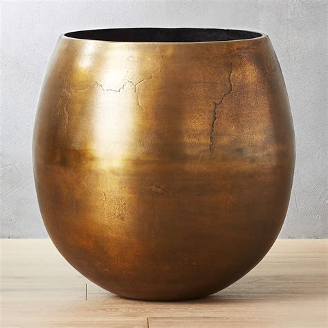 Rough Modern Brass Metal Indoor Planter Large + Reviews | CB2