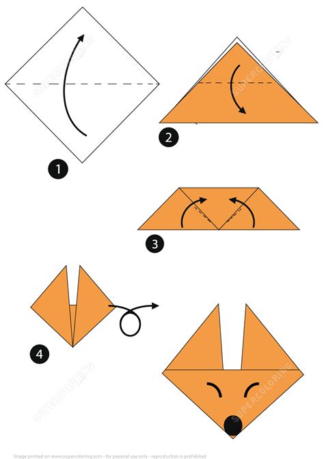 Origami Step by Step Instructions of a Fox Face | Free Printable ...