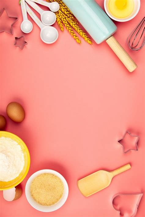 Baking Or Cooking Ingredients On Pink Background, Flat Lay | Cartaz de ...