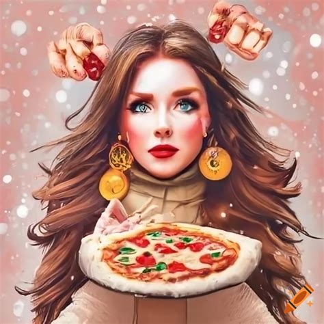 Festive image with beer, pizza, and snow