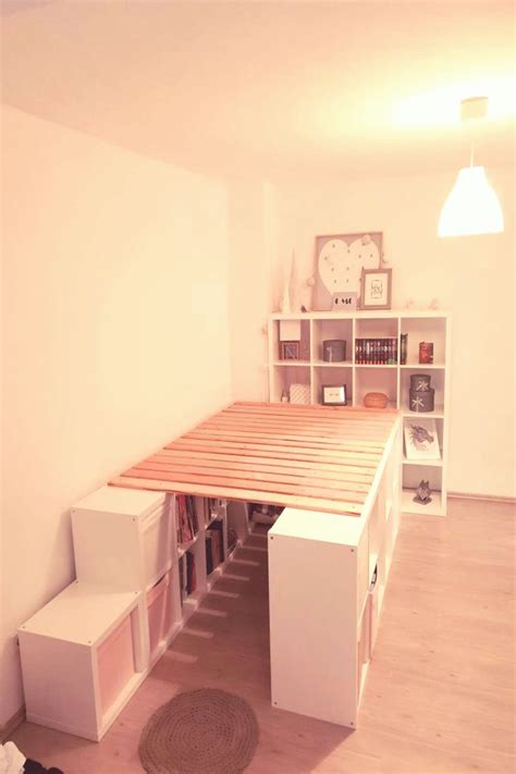 A Loft Bed Made From Ikea Kallax Shelves Bed Kallax I - vrogue.co