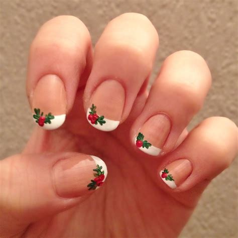 Christmas Nails French Tip Mistletoe