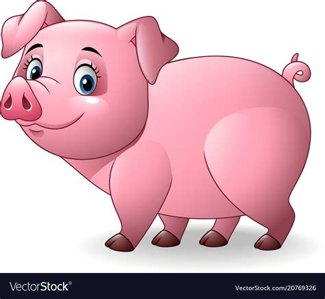 Cartoon pig isolated on white background Vector Image