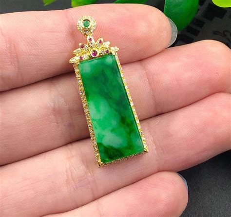 High Grade Jadeite & 18k Gold Necklace Natural Pure Green Jadeite Pendant - Gradejade By Melody