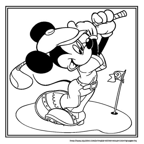 Printable Coloring Pages for Kids : Mickey mouse playing golf to color