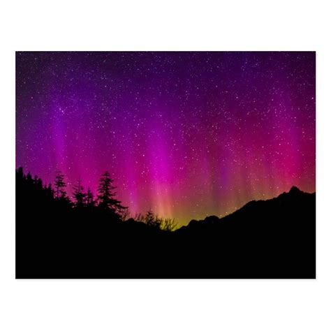 Northern Lights Aurora Borealis Starry Night Sky Postcard in 2020 | Night sky painting, Starry ...