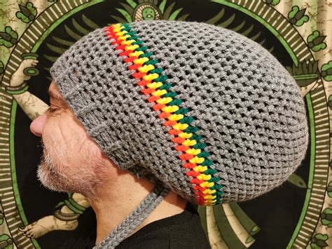 L/XL OVERSTANDING Rasta Tam Dreadlocks tam Reggae Art Mesh Hat Jamaica ...