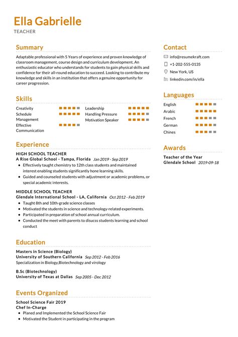 Middle School Teacher Resume Sample in 2024 - ResumeKraft