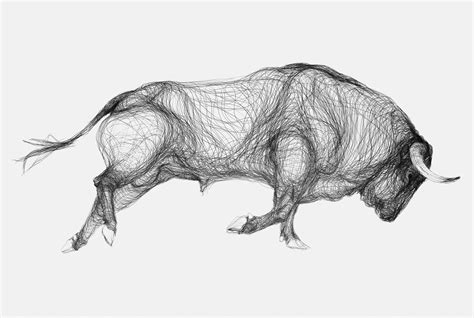 Fine Art Bull animal drawing Graphite pencil drawing on paper. 3800mm x 1700mm Artist: Marcus ...