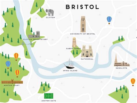 Bristol Map Illustrated Map of Bristol Print / Travel Gifts | Etsy