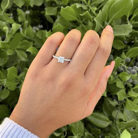 14k White Gold GIA Princess Cut Diamond French Set Engagement Ring