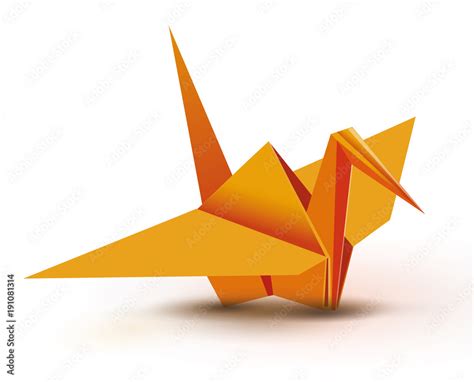 Vetor do Stock: Origami. Origami crane. Orange origami crane. Orange paper origami crane. Paper ...