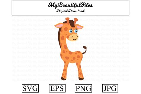 Giraffe SVG - Cartoon Animal SVG, EPS, PNG and JPG (540537)