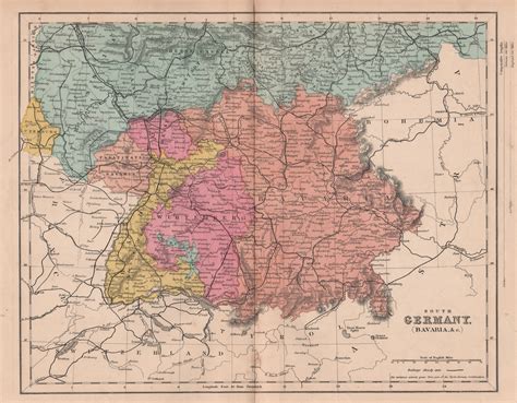 SOUTHERN GERMANY. Bavaria Wurttemberg Hesse Baden. Franco-Prussian War 1875 map