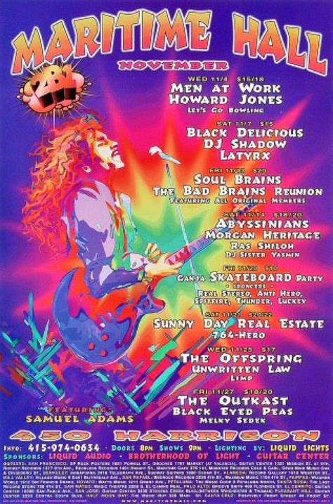 Men at Work Vintage Concert Poster from Maritime Hall, Nov 4, 1998 at Wolfgang's