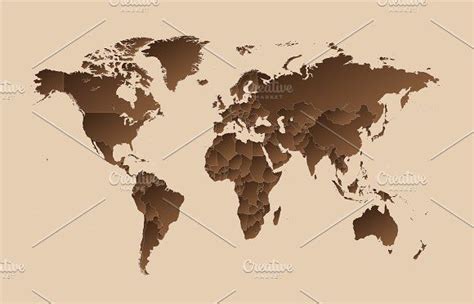 World map vector with borders | Map vector, World map, Detailed world map