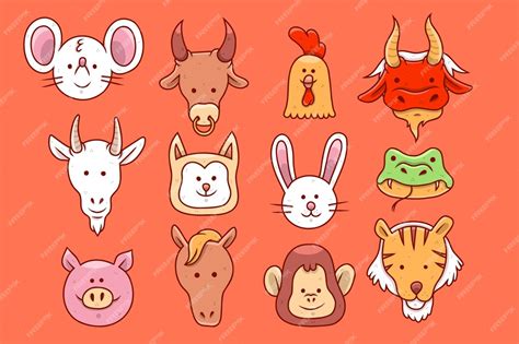 Free Vector | Hand drawn chinese zodiac animals template