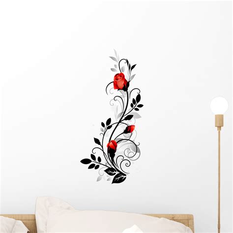 Vector Rose Wall Decal by Wallmonkeys Peel and Stick Graphic (18 in H x ...