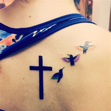 Cross and hummingbird watercolor tattoo | Cross tattoos for women, Hummingbird tattoo, Pretty ...