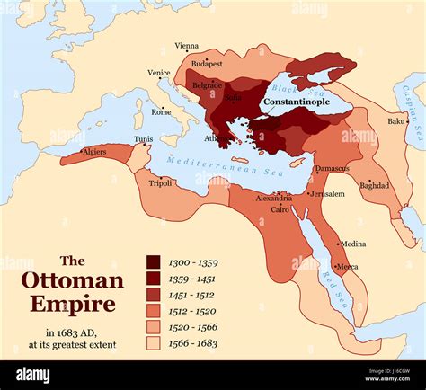 Turkish history - The Ottoman Empire at its greatest extent in 1683 ...