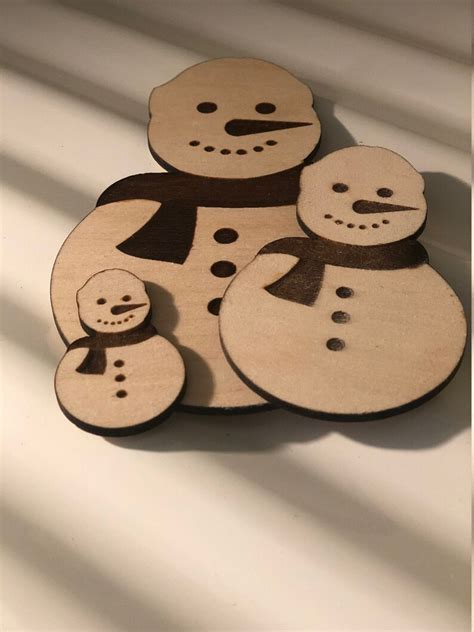 Wood Cutout Snowman Laser Cut Unfinished Wood Cutout | Etsy