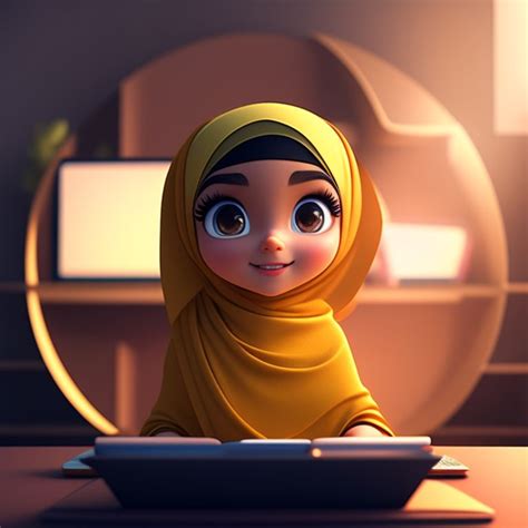 dear-crane627: cute graphic designer girl wearing hijab in her desk ...