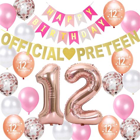 Amazon.com: 12th Birthday Decorations for Girl, Official Pre-Teen ...