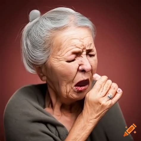 Old woman coughing on Craiyon