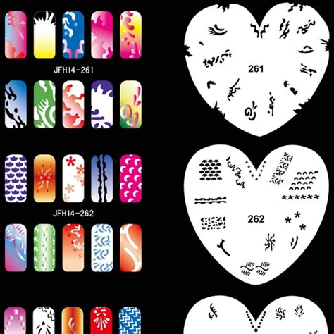 Airbrush Nail Art Stencil Set 14, 20 Sheet Stencil Set with an Average of 16 Different Nail Art ...