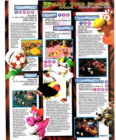 Super Mario RPG 'Beat the bosses' in Nintendo Power Vol. 94