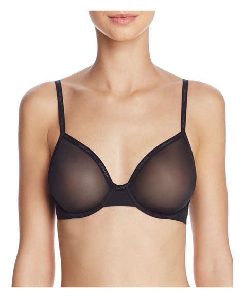 Lyst - Calvin Klein Sheer Marquisette Unlined Underwire Bra in Black