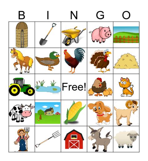 Farm Bingo Card