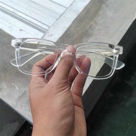 Frame Kacamata Premium Transparan. Bisa diganti lensa sesuai Resep. Ready lensa Bluechromic ...