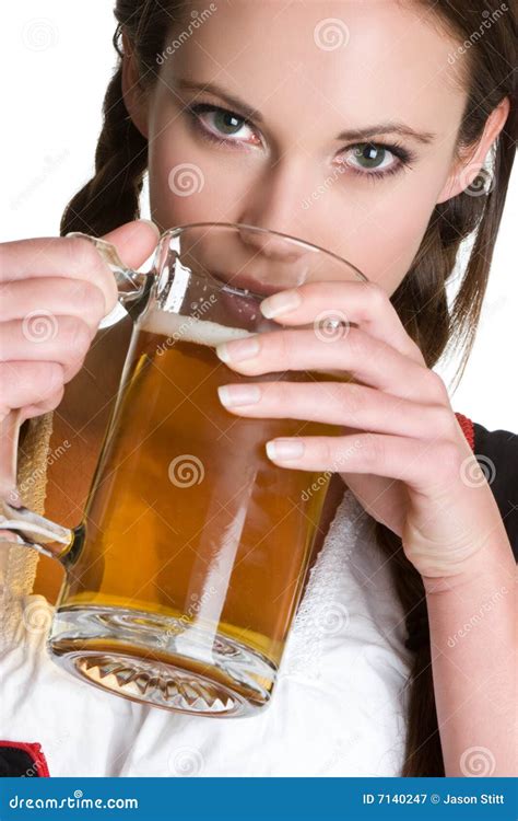 Woman Drinking Beer stock image. Image of female, octoberfest - 7140247