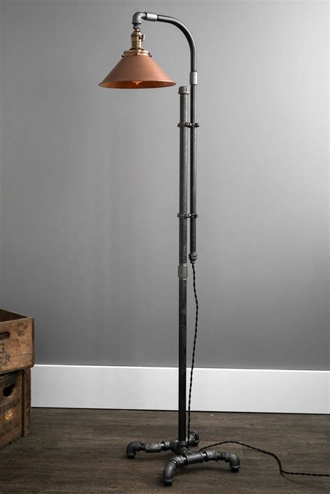 Industrial Floor Lamp Copper Shade Industrial Furniture Machine Age Modern Floor Light Reading ...
